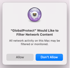 GlobalProtect Mac filter network content