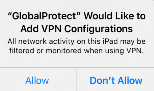 GlobalProtect iOS configurations