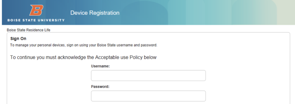 Device Registration Screenshot