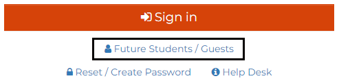 Screenshot of myBoiseState login page with Future Students/Guests link emphasized in a black rectangle
