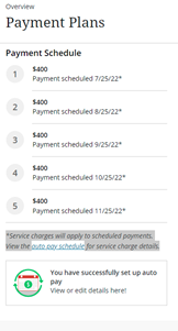 view or edit payment plans screenshot