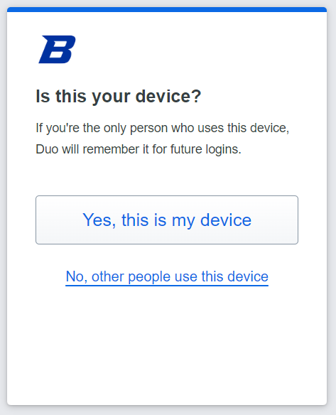 Duo device recognition screen
