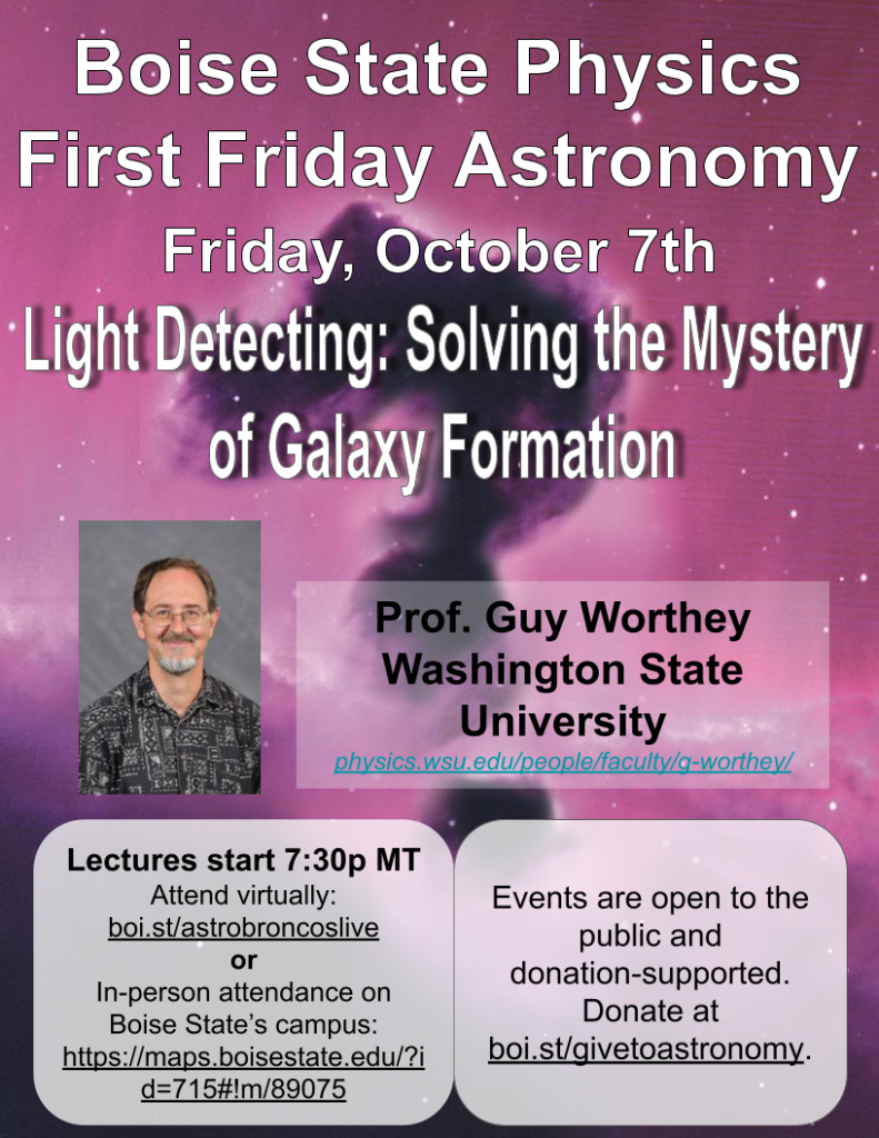 First Friday Astronomy - Oct 7 - Prof. Guy Worthey