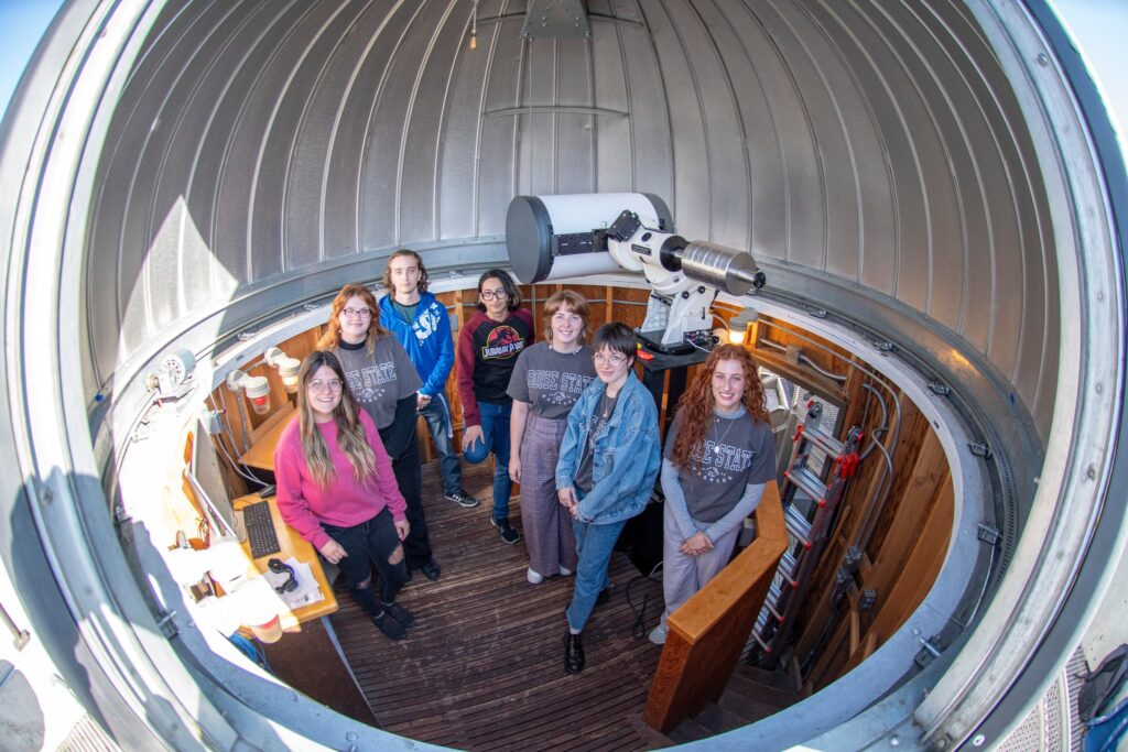 Students in the astronomical observatory
