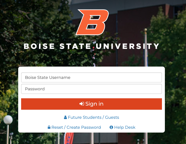 Screenshot of Boise State Login