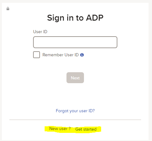 Sign in to ADP UI front page