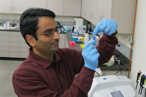 Nagarajan working in lab
