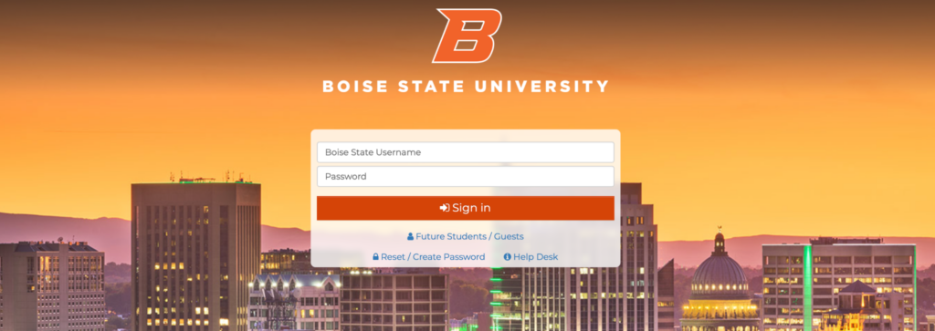 A picture of MyBoiseState's single sign on page.