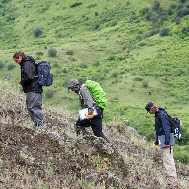 Students hiking on field trip