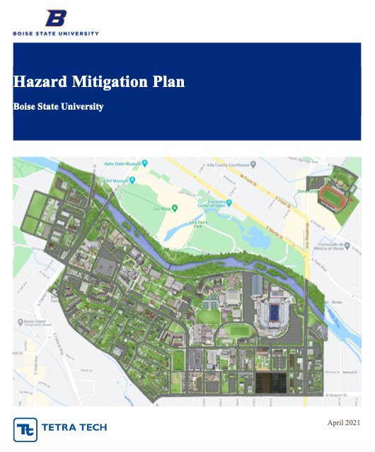 Picture of the cover for the Boise State 2021 Hazard Mitigation Plan