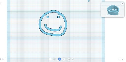 3d smiley face doodle in work plane