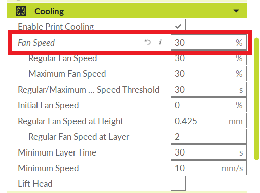 Cooling Fan Speed 30%