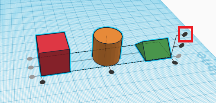 Shapes selected with z axis selector highlighted