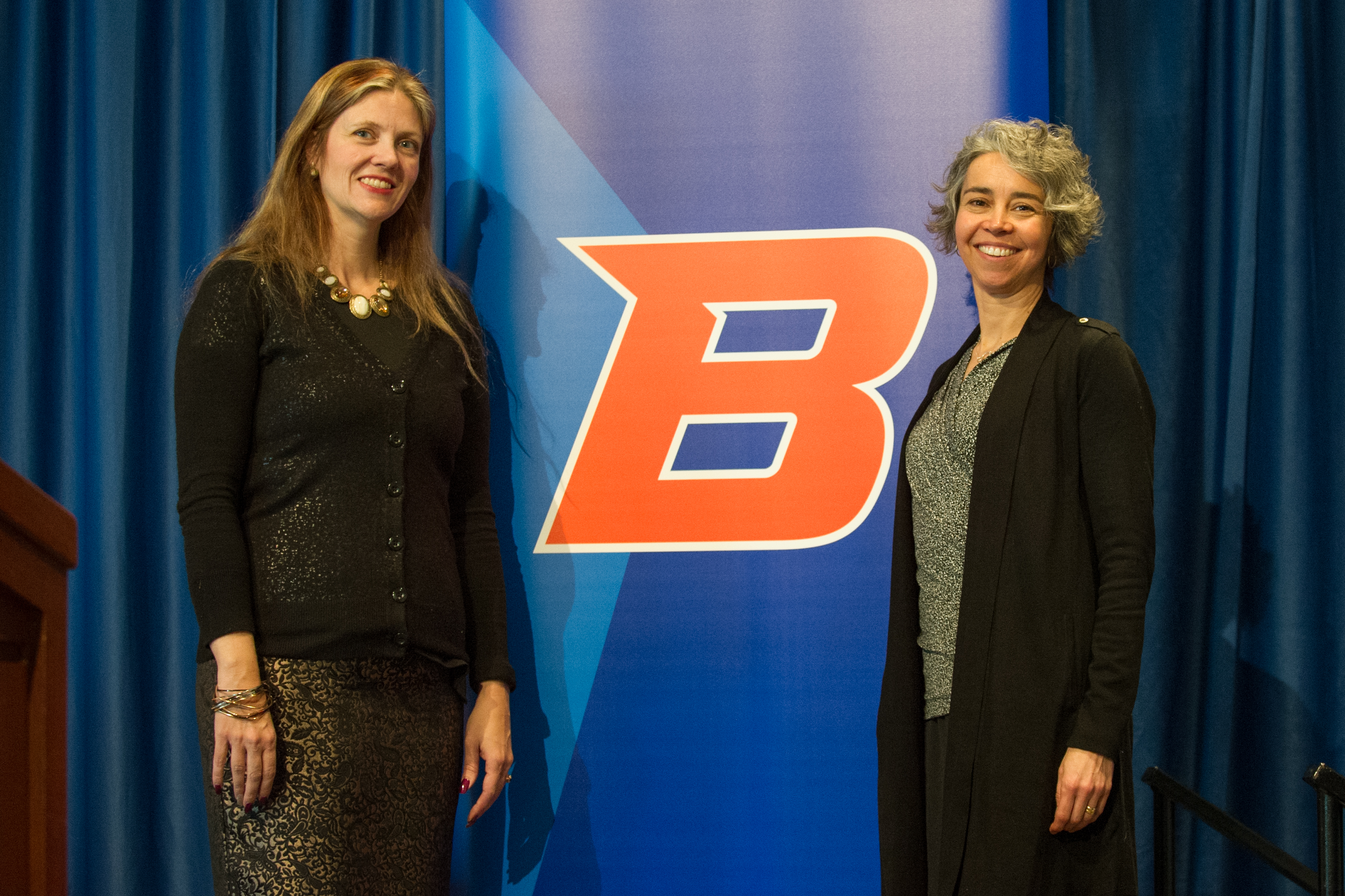 Melyssa Ferro, 2016 Idaho Teacher of the Year (left), and Susan Shadle, 2015 Professor of the Year