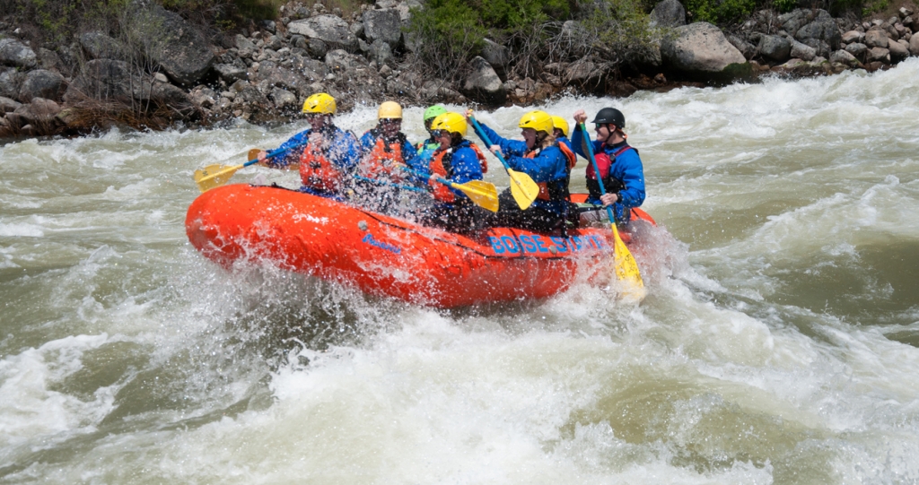 People rafting in whitewater