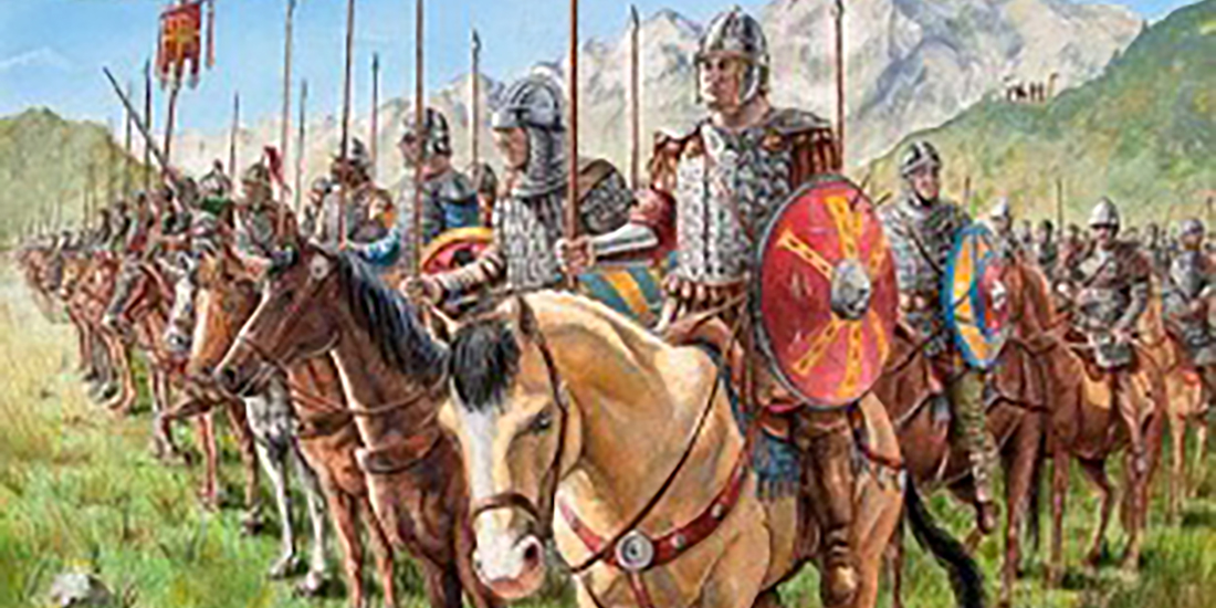 Roman soldiers on horseback, painting