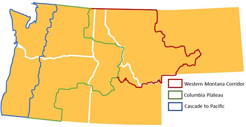 Figure showing boundaries of regions in Pacific Northwest