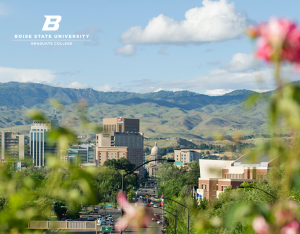 skyline and mountains in Boise