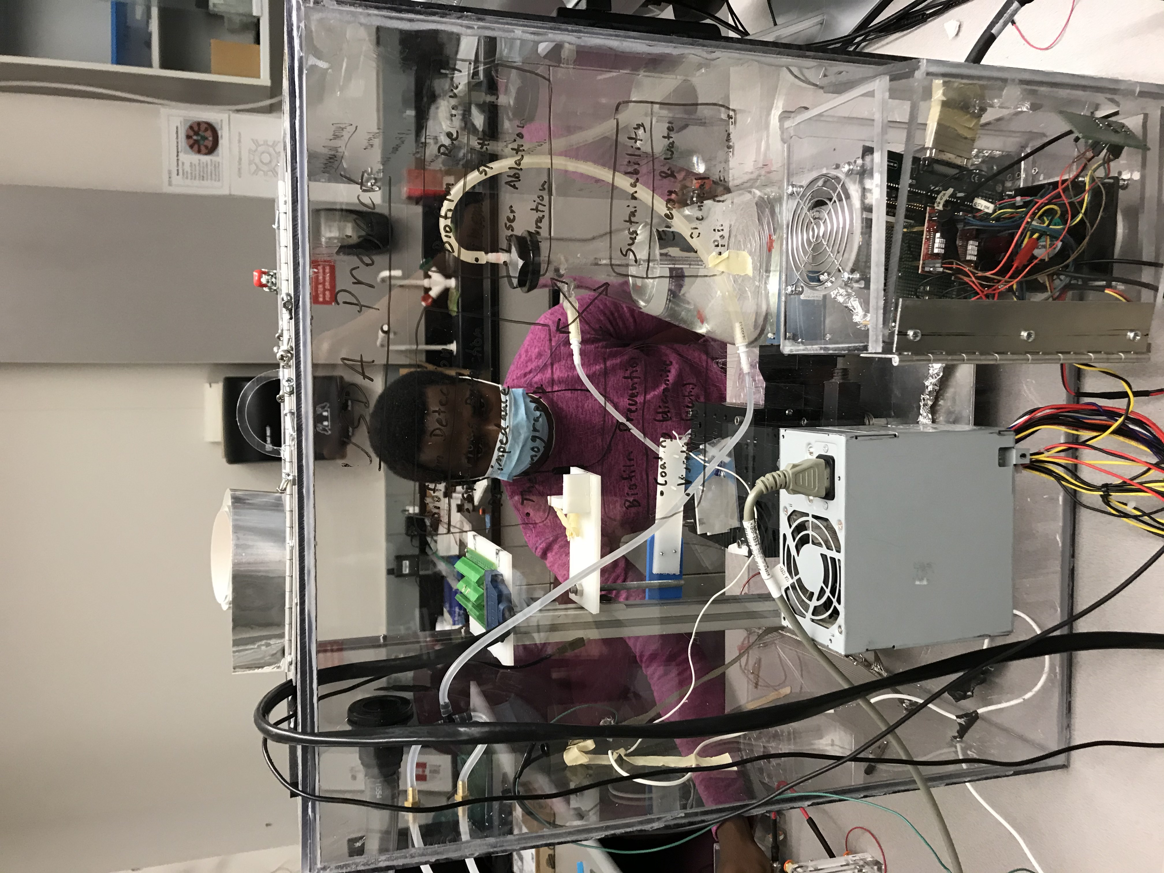Michael Okebiorun shown in the Plasma and Vacuum Electron Devices (PaVED) lab