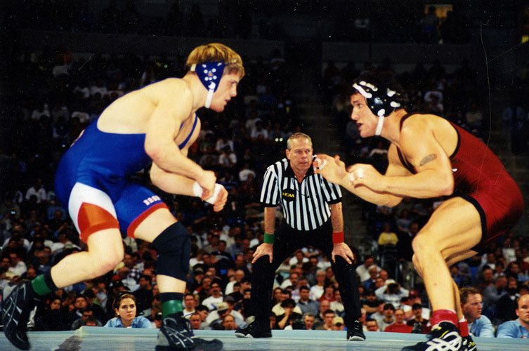 Kirk White wrestling an opponent