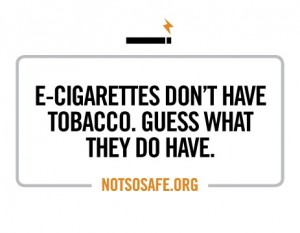 E-cigarettes don't have tobacco. Guess what they do. logo