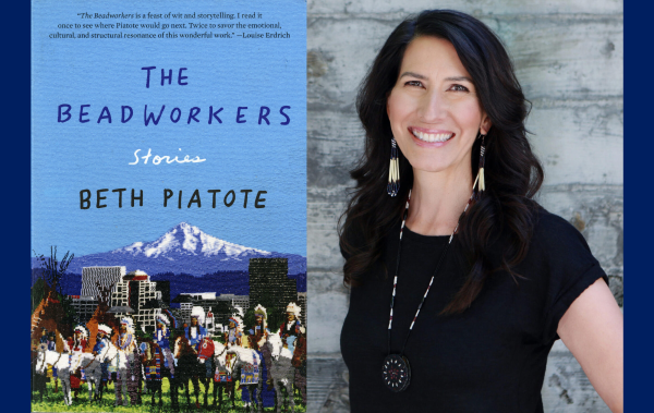photo of Beth Piatote and her book cover for The Beadworkers: Stories