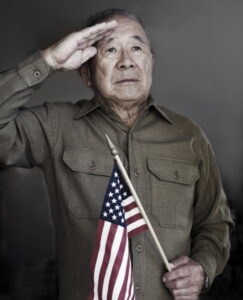color photograph of Japanese American soldier Toshio Okamoto, a veteran of World War 2's RCT, US Army