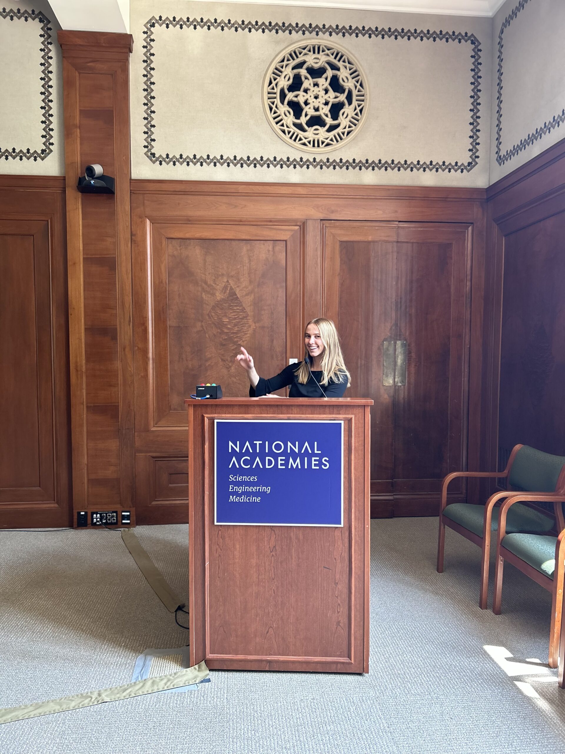 Sarah Cole touring the national academies of sciences