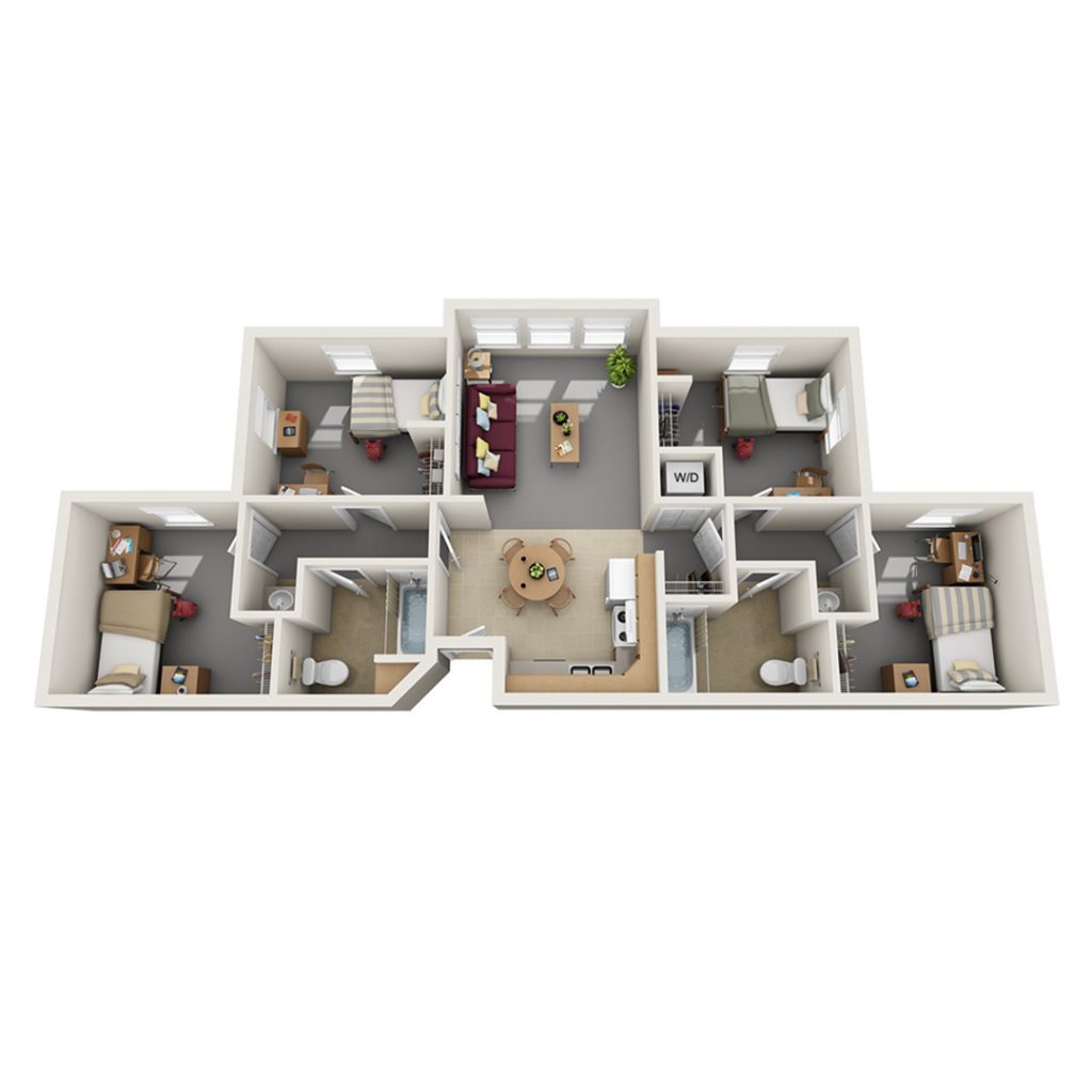 4 Bedroom layout plan for university suties