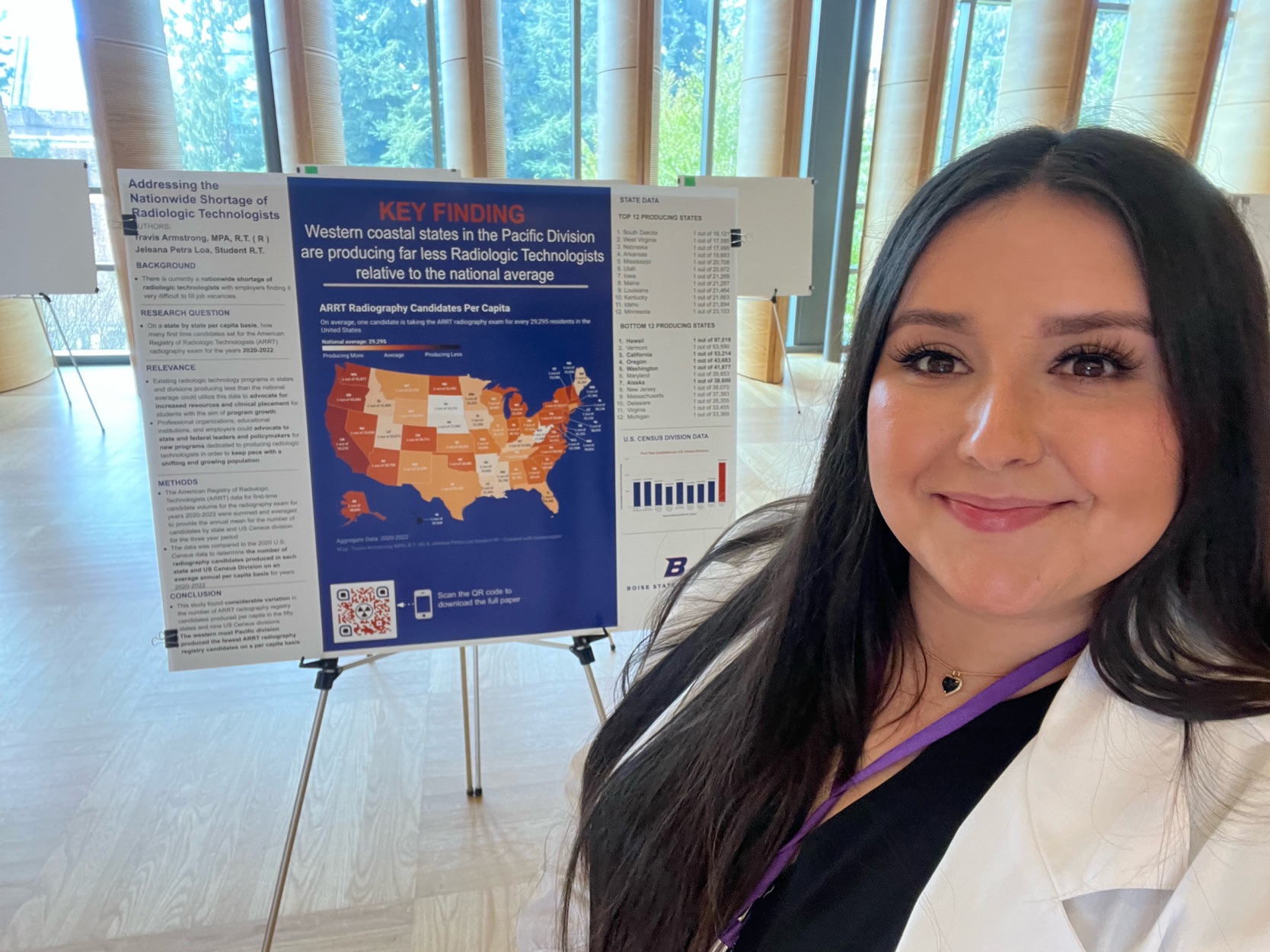 TRIO STEM Scholar Jeleana Loa in front of her research poster