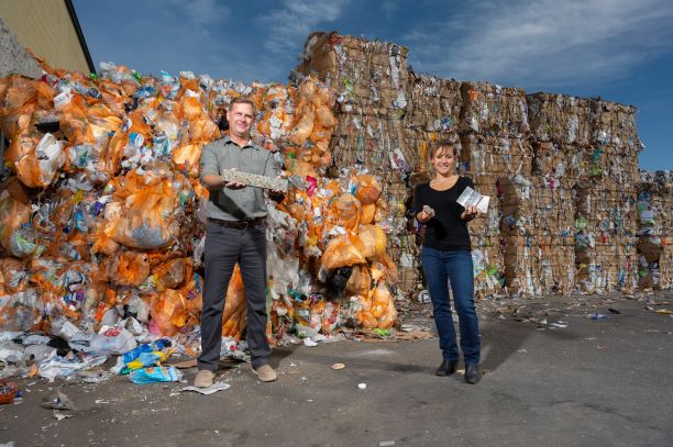 Scott Phillips and Terra Miller-Cassman at recycling center