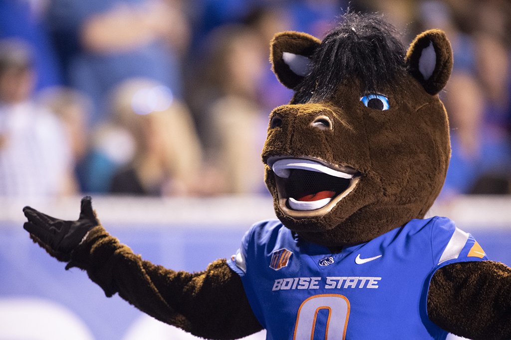 Buster Bronco at football game