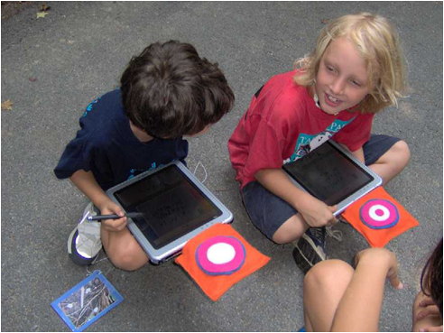 photo of kids sitting on the floor with ipads