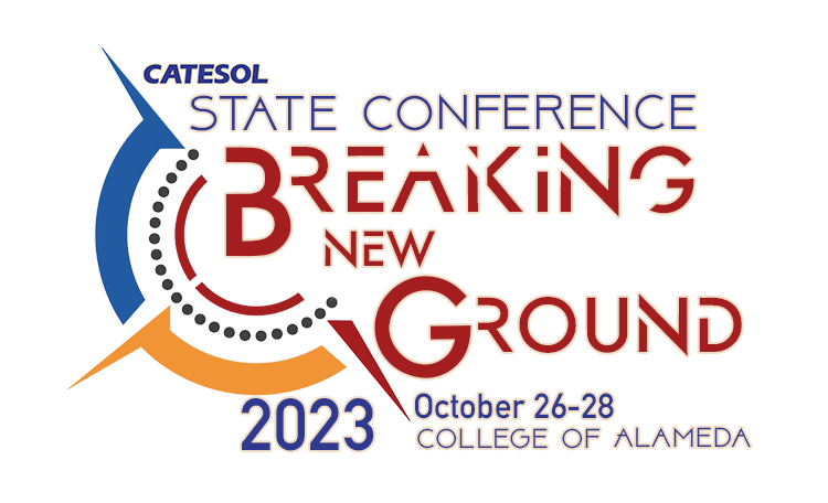 CATESOL23 conference logo. Text reads Breaking New Ground.