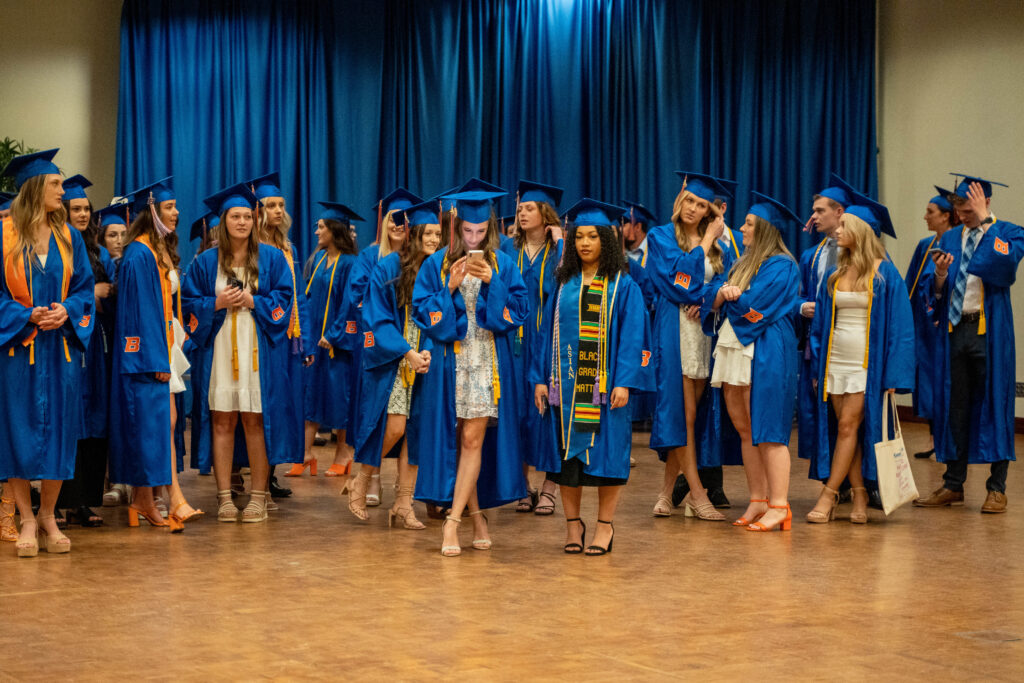 Graduates gather before the ceremony in the Hatch Ballroom