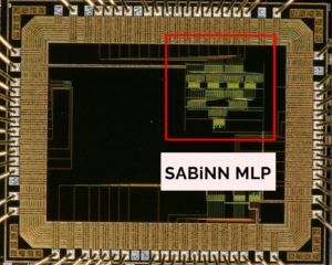 chip photography of a 180 nm SABiNN MLP fabricated on CMOS process